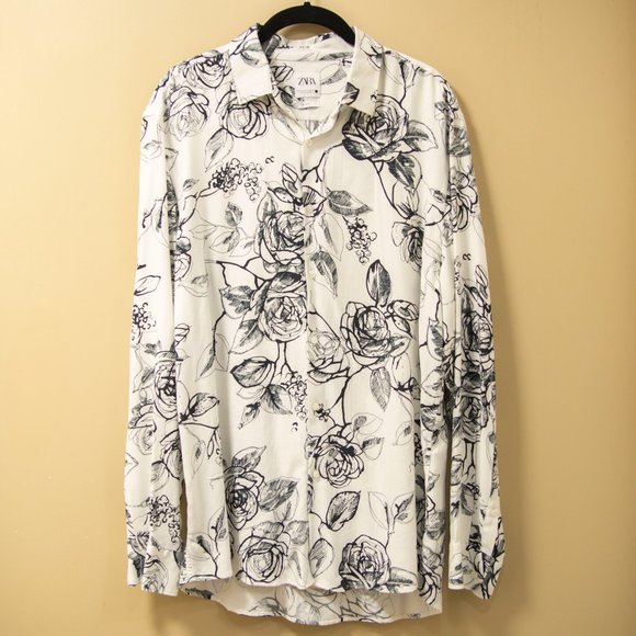 Zara Other - Zara Man Floral Rose Print Button Down Shirt XL